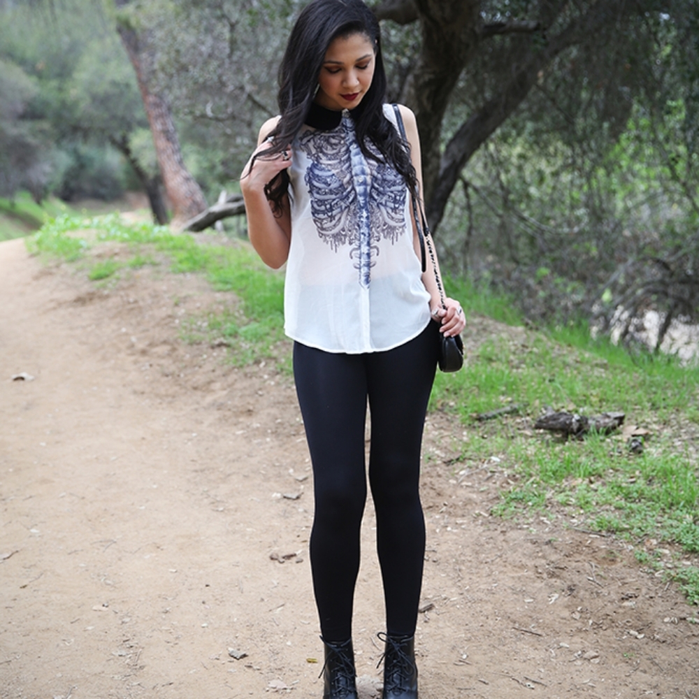 Skeletal Button Up Top